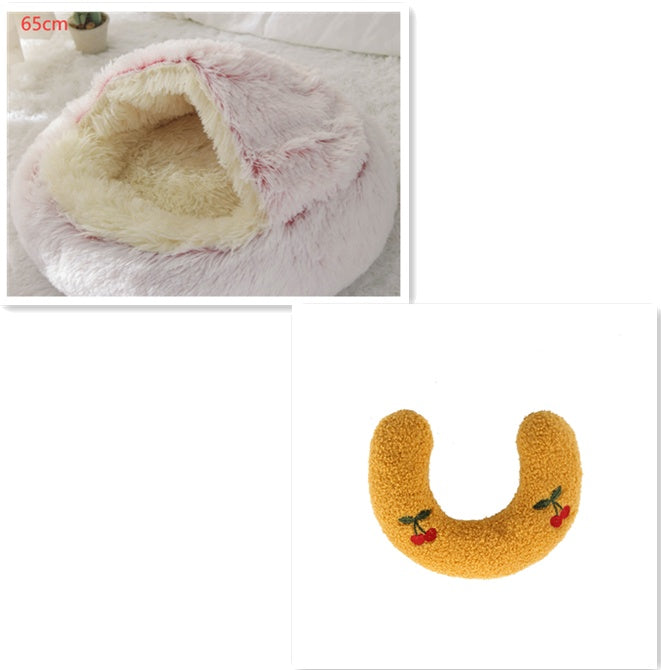 2 In 1 Dog And Cat Bed Pet Winter Bed Round Plush Warm Bed House Soft Long Plush Pets Bed Pet Products Legendary Animal Supply