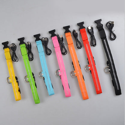 Nylon LED Pet Dog Luminous Collar Night Safety Flashing Glow in Dark Dog Cat Leash Adjustable Pet Supplies Legendary Animal Supply