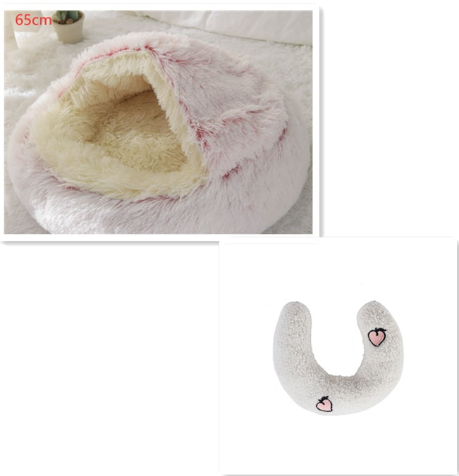 2 In 1 Dog And Cat Bed Pet Winter Bed Round Plush Warm Bed House Soft Long Plush Pets Bed Pet Products Legendary Animal Supply