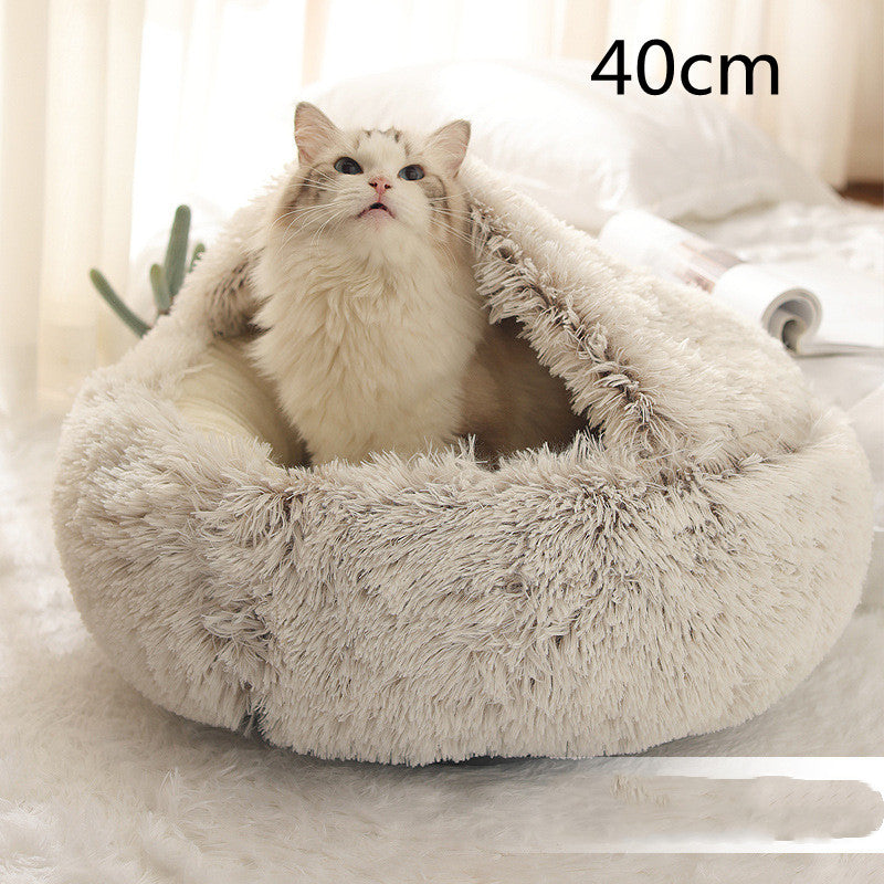 2 In 1 Dog And Cat Bed Pet Winter Bed Round Plush Warm Bed House Soft Long Plush Pets Bed Pet Products Legendary Animal Supply