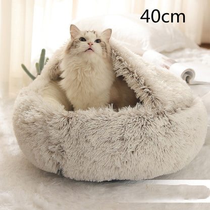 2 In 1 Dog And Cat Bed Pet Winter Bed Round Plush Warm Bed House Soft Long Plush Pets Bed Pet Products Legendary Animal Supply