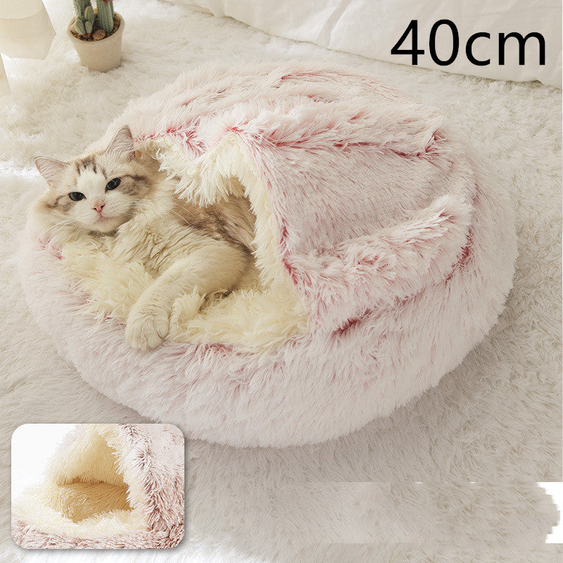 2 In 1 Dog And Cat Bed Pet Winter Bed Round Plush Warm Bed House Soft Long Plush Pets Bed Pet Products Legendary Animal Supply