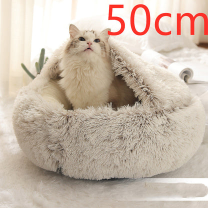 2 In 1 Dog And Cat Bed Pet Winter Bed Round Plush Warm Bed House Soft Long Plush Pets Bed Pet Products Legendary Animal Supply