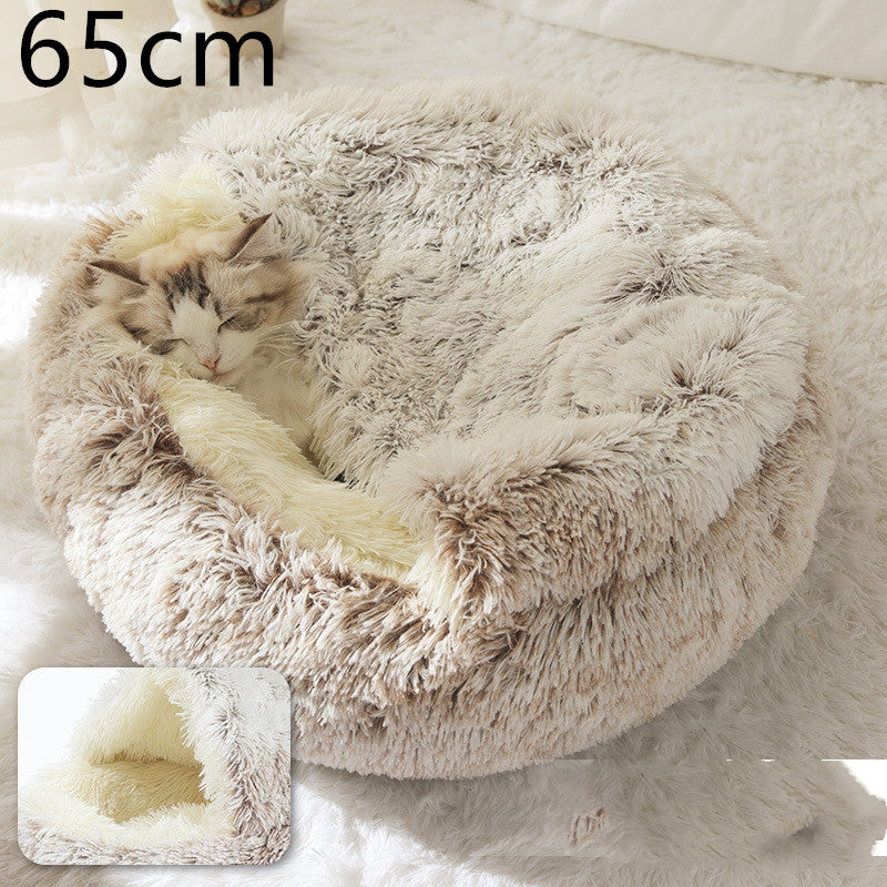 2 In 1 Dog And Cat Bed Pet Winter Bed Round Plush Warm Bed House Soft Long Plush Pets Bed Pet Products Legendary Animal Supply