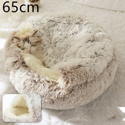 2 In 1 Dog And Cat Bed Pet Winter Bed Round Plush Warm Bed House Soft Long Plush Pets Bed Pet Products Legendary Animal Supply