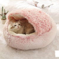 2 In 1 Dog And Cat Bed Pet Winter Bed Round Plush Warm Bed House Soft Long Plush Pets Bed Pet Products Legendary Animal Supply