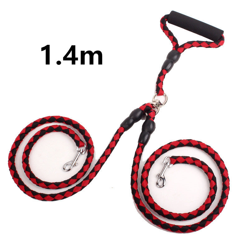 Double-Ended Traction Rope For Walking The Dog Hand-Double-Ended Traction Rope One Plus Two Leash Collar Pet Supplies Dog Collar Legendary Animal Supply
