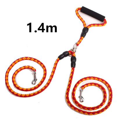 Double-Ended Traction Rope For Walking The Dog Hand-Double-Ended Traction Rope One Plus Two Leash Collar Pet Supplies Dog Collar Legendary Animal Supply