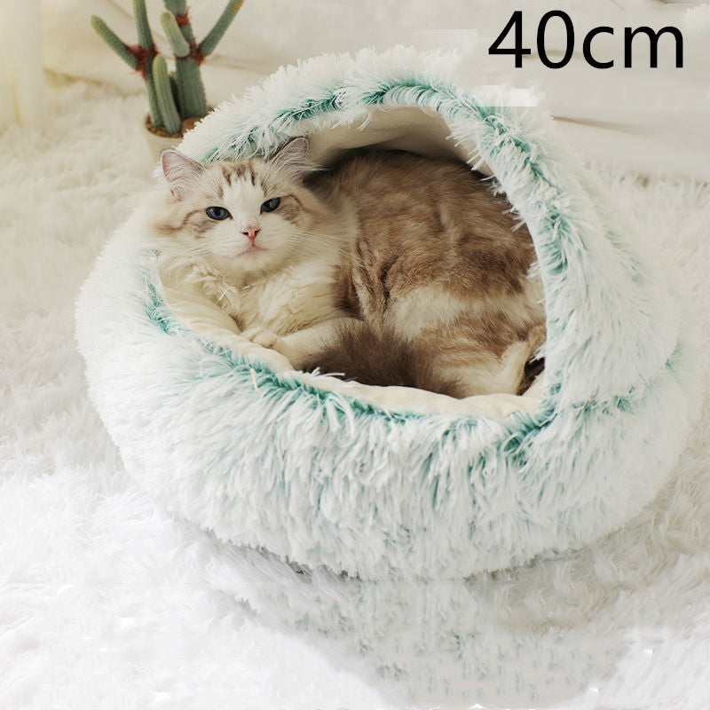 2 In 1 Dog And Cat Bed Pet Winter Bed Round Plush Warm Bed House Soft Long Plush Pets Bed Pet Products Legendary Animal Supply