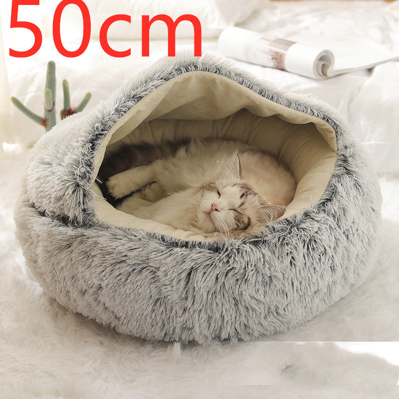 2 In 1 Dog And Cat Bed Pet Winter Bed Round Plush Warm Bed House Soft Long Plush Pets Bed Pet Products Legendary Animal Supply