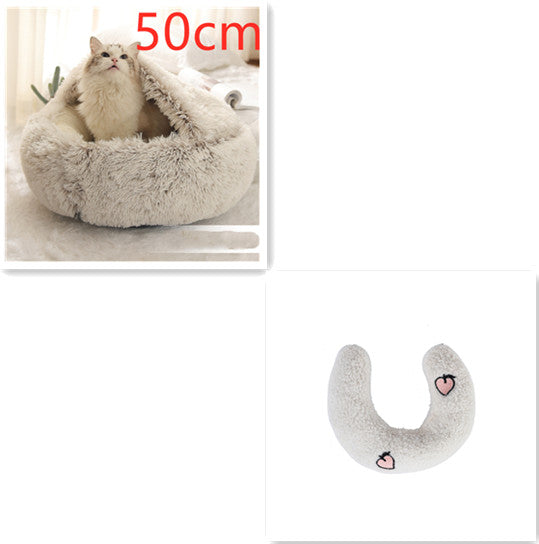 2 In 1 Dog And Cat Bed Pet Winter Bed Round Plush Warm Bed House Soft Long Plush Pets Bed Pet Products Legendary Animal Supply