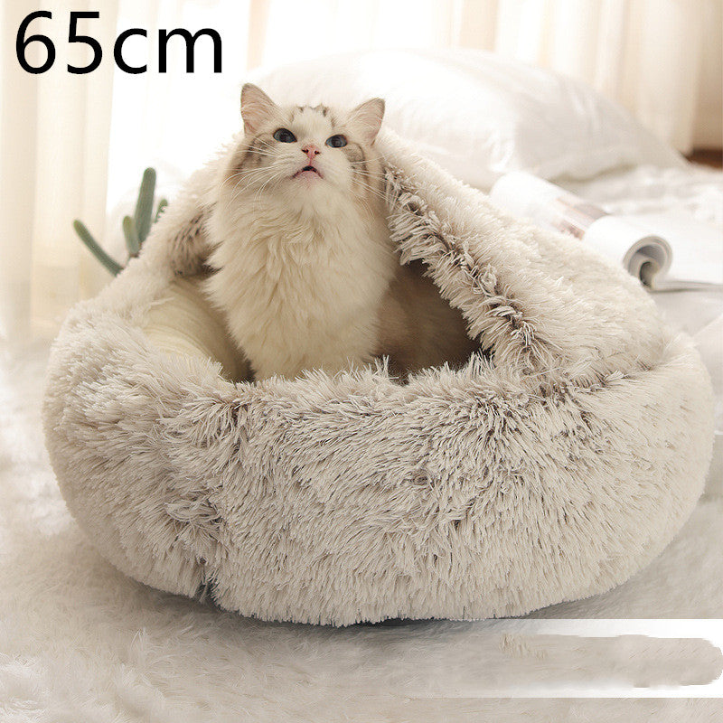 2 In 1 Dog And Cat Bed Pet Winter Bed Round Plush Warm Bed House Soft Long Plush Pets Bed Pet Products Legendary Animal Supply