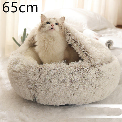 2 In 1 Dog And Cat Bed Pet Winter Bed Round Plush Warm Bed House Soft Long Plush Pets Bed Pet Products Legendary Animal Supply