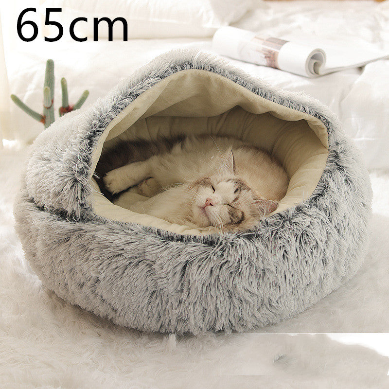 2 In 1 Dog And Cat Bed Pet Winter Bed Round Plush Warm Bed House Soft Long Plush Pets Bed Pet Products Legendary Animal Supply