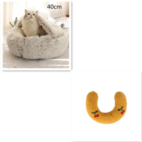 2 In 1 Dog And Cat Bed Pet Winter Bed Round Plush Warm Bed House Soft Long Plush Pets Bed Pet Products Legendary Animal Supply