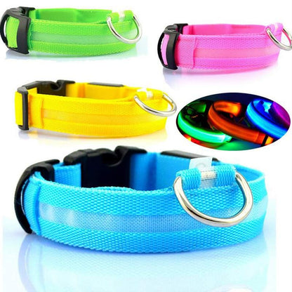 Nylon LED Pet Dog Luminous Collar Night Safety Flashing Glow in Dark Dog Cat Leash Adjustable Pet Supplies Legendary Animal Supply