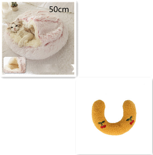 2 In 1 Dog And Cat Bed Pet Winter Bed Round Plush Warm Bed House Soft Long Plush Pets Bed Pet Products Legendary Animal Supply