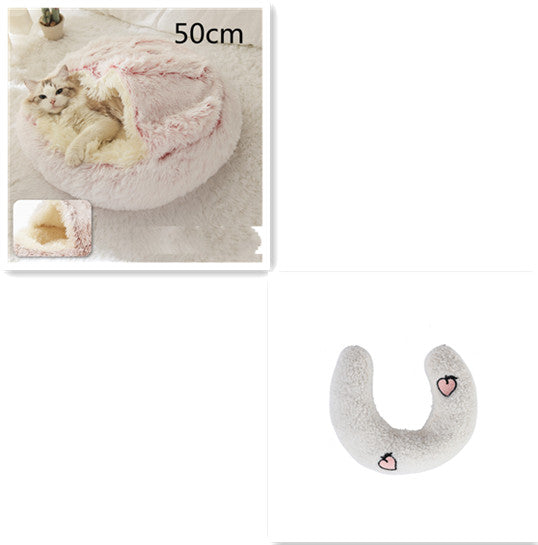 2 In 1 Dog And Cat Bed Pet Winter Bed Round Plush Warm Bed House Soft Long Plush Pets Bed Pet Products Legendary Animal Supply