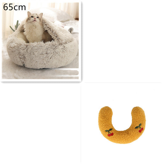 2 In 1 Dog And Cat Bed Pet Winter Bed Round Plush Warm Bed House Soft Long Plush Pets Bed Pet Products Legendary Animal Supply