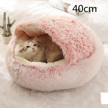 2 In 1 Dog And Cat Bed Pet Winter Bed Round Plush Warm Bed House Soft Long Plush Pets Bed Pet Products Legendary Animal Supply