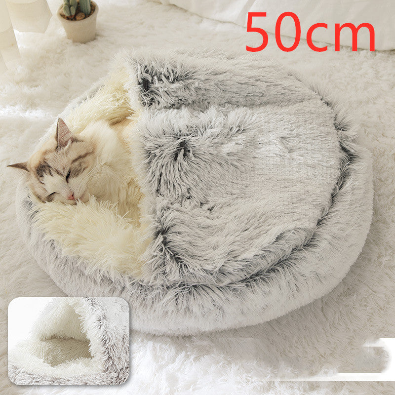 2 In 1 Dog And Cat Bed Pet Winter Bed Round Plush Warm Bed House Soft Long Plush Pets Bed Pet Products Legendary Animal Supply