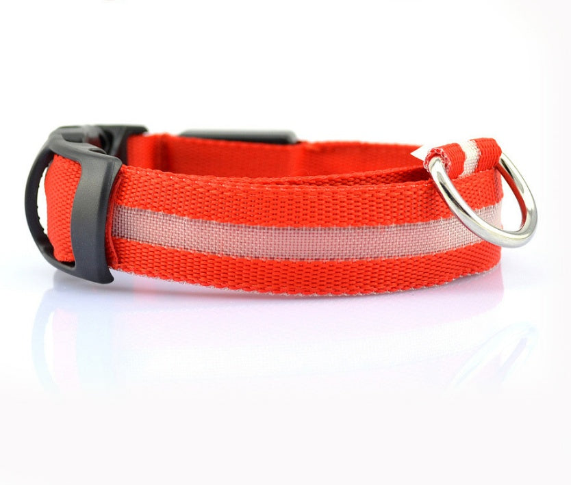 Nylon LED Pet Dog Luminous Collar Night Safety Flashing Glow in Dark Dog Cat Leash Adjustable Pet Supplies Legendary Animal Supply