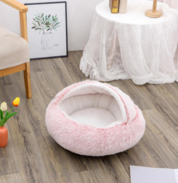 2 In 1 Dog And Cat Bed Pet Winter Bed Round Plush Warm Bed House Soft Long Plush Pets Bed Pet Products Legendary Animal Supply