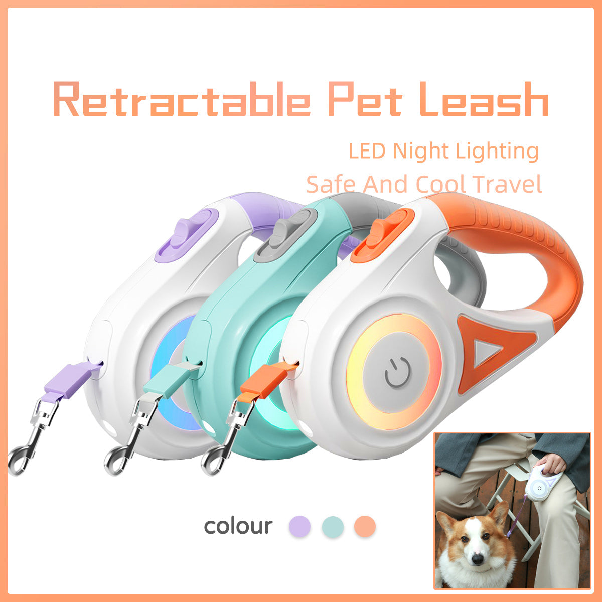 Dog Leash Retractable Leash And Dog Collar Spotlight Automatic Pet Dog Cat Traction Rope For Small Medium Dogs Pet Product Legendary Animal Supply