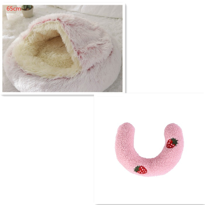 2 In 1 Dog And Cat Bed Pet Winter Bed Round Plush Warm Bed House Soft Long Plush Pets Bed Pet Products Legendary Animal Supply