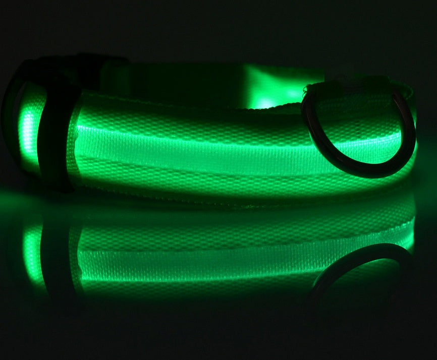 Nylon LED Pet Dog Luminous Collar Night Safety Flashing Glow in Dark Dog Cat Leash Adjustable Pet Supplies Legendary Animal Supply