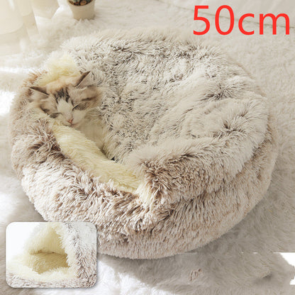 2 In 1 Dog And Cat Bed Pet Winter Bed Round Plush Warm Bed House Soft Long Plush Pets Bed Pet Products Legendary Animal Supply