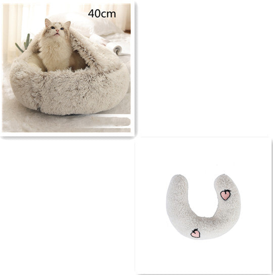2 In 1 Dog And Cat Bed Pet Winter Bed Round Plush Warm Bed House Soft Long Plush Pets Bed Pet Products Legendary Animal Supply