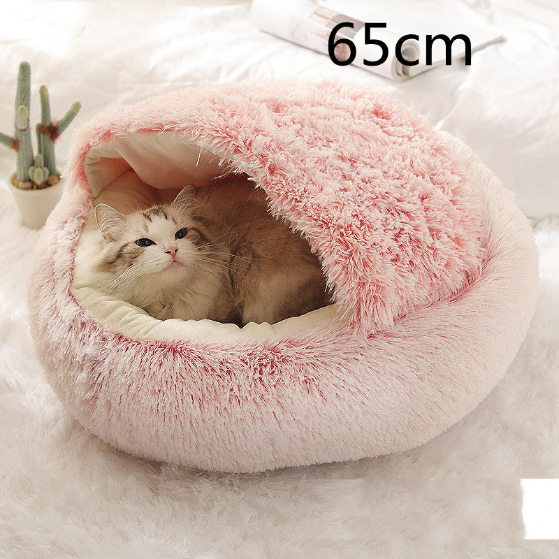 2 In 1 Dog And Cat Bed Pet Winter Bed Round Plush Warm Bed House Soft Long Plush Pets Bed Pet Products Legendary Animal Supply