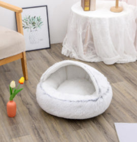 2 In 1 Dog And Cat Bed Pet Winter Bed Round Plush Warm Bed House Soft Long Plush Pets Bed Pet Products Legendary Animal Supply