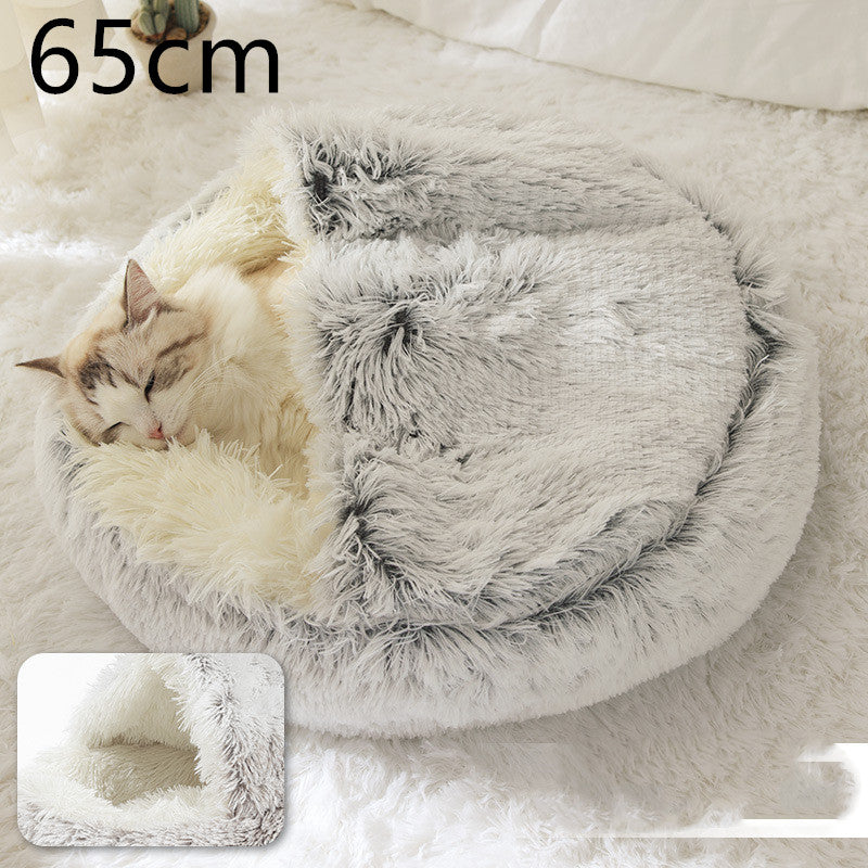 2 In 1 Dog And Cat Bed Pet Winter Bed Round Plush Warm Bed House Soft Long Plush Pets Bed Pet Products Legendary Animal Supply