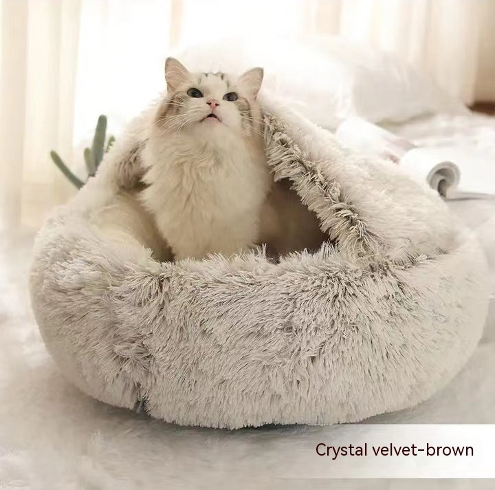 2 In 1 Dog And Cat Bed Pet Winter Bed Round Plush Warm Bed House Soft Long Plush Pets Bed Pet Products Legendary Animal Supply