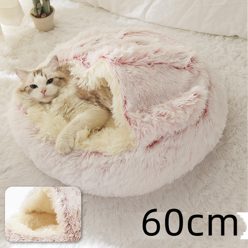 2 In 1 Dog And Cat Bed Pet Winter Bed Round Plush Warm Bed House Soft Long Plush Pets Bed Pet Products Legendary Animal Supply