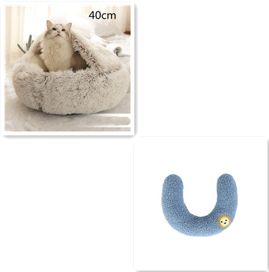 2 In 1 Dog And Cat Bed Pet Winter Bed Round Plush Warm Bed House Soft Long Plush Pets Bed Pet Products Legendary Animal Supply