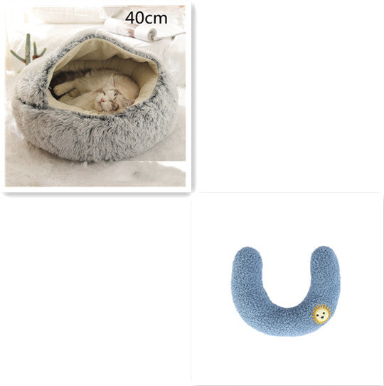 2 In 1 Dog And Cat Bed Pet Winter Bed Round Plush Warm Bed House Soft Long Plush Pets Bed Pet Products Legendary Animal Supply