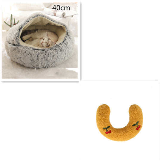 2 In 1 Dog And Cat Bed Pet Winter Bed Round Plush Warm Bed House Soft Long Plush Pets Bed Pet Products Legendary Animal Supply