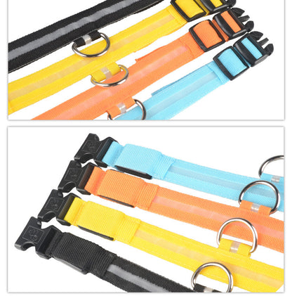 Nylon LED Pet Dog Luminous Collar Night Safety Flashing Glow in Dark Dog Cat Leash Adjustable Pet Supplies Legendary Animal Supply