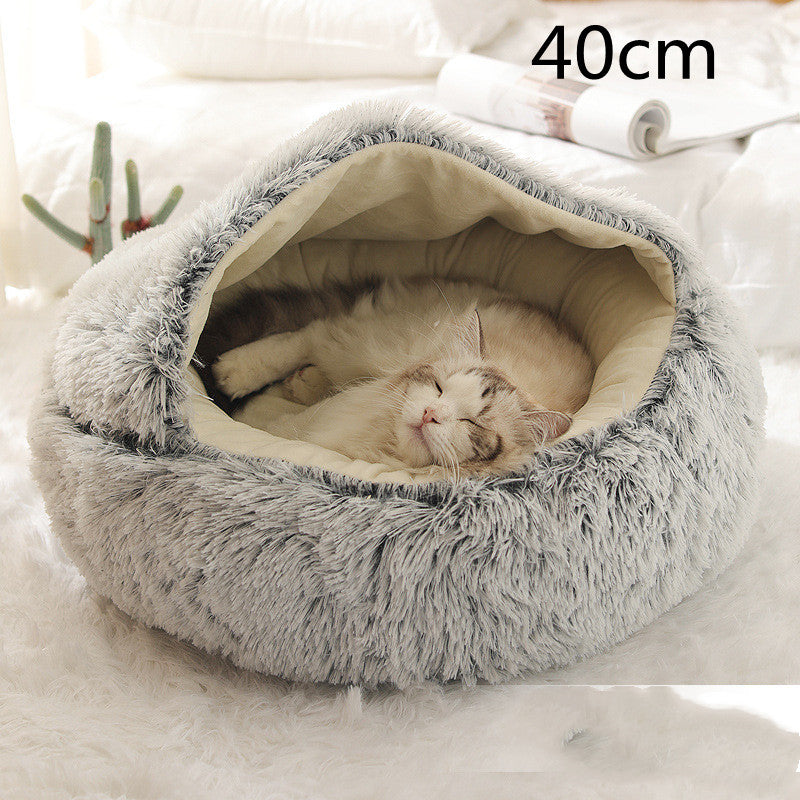 2 In 1 Dog And Cat Bed Pet Winter Bed Round Plush Warm Bed House Soft Long Plush Pets Bed Pet Products Legendary Animal Supply