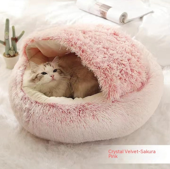 2 In 1 Dog And Cat Bed Pet Winter Bed Round Plush Warm Bed House Soft Long Plush Pets Bed Pet Products Legendary Animal Supply