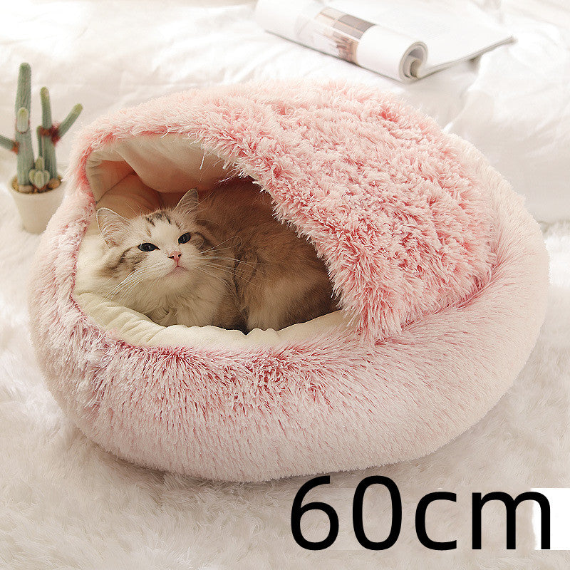 2 In 1 Dog And Cat Bed Pet Winter Bed Round Plush Warm Bed House Soft Long Plush Pets Bed Pet Products Legendary Animal Supply