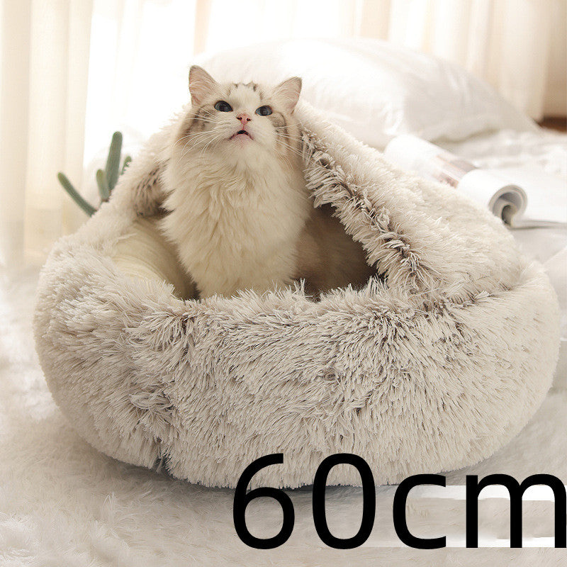2 In 1 Dog And Cat Bed Pet Winter Bed Round Plush Warm Bed House Soft Long Plush Pets Bed Pet Products Legendary Animal Supply