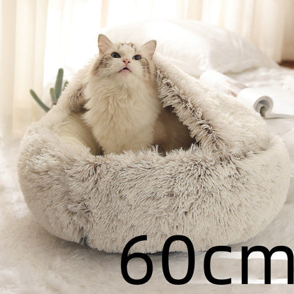 2 In 1 Dog And Cat Bed Pet Winter Bed Round Plush Warm Bed House Soft Long Plush Pets Bed Pet Products Legendary Animal Supply