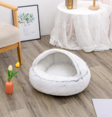 2 In 1 Dog And Cat Bed Pet Winter Bed Round Plush Warm Bed House Soft Long Plush Pets Bed Pet Products Legendary Animal Supply