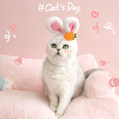 Plush Cartoon Cat Dog Rabbit Ears Cute Easter Decoration Hat Head Cover Pets Products Legendary Animal Supply