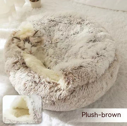 2 In 1 Dog And Cat Bed Pet Winter Bed Round Plush Warm Bed House Soft Long Plush Pets Bed Pet Products Legendary Animal Supply